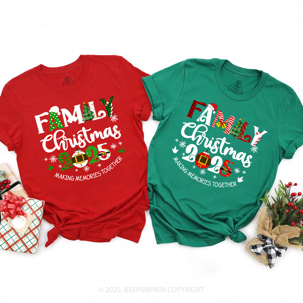 2025 Merry Christmas Squad Light Family Matching T-Shirts