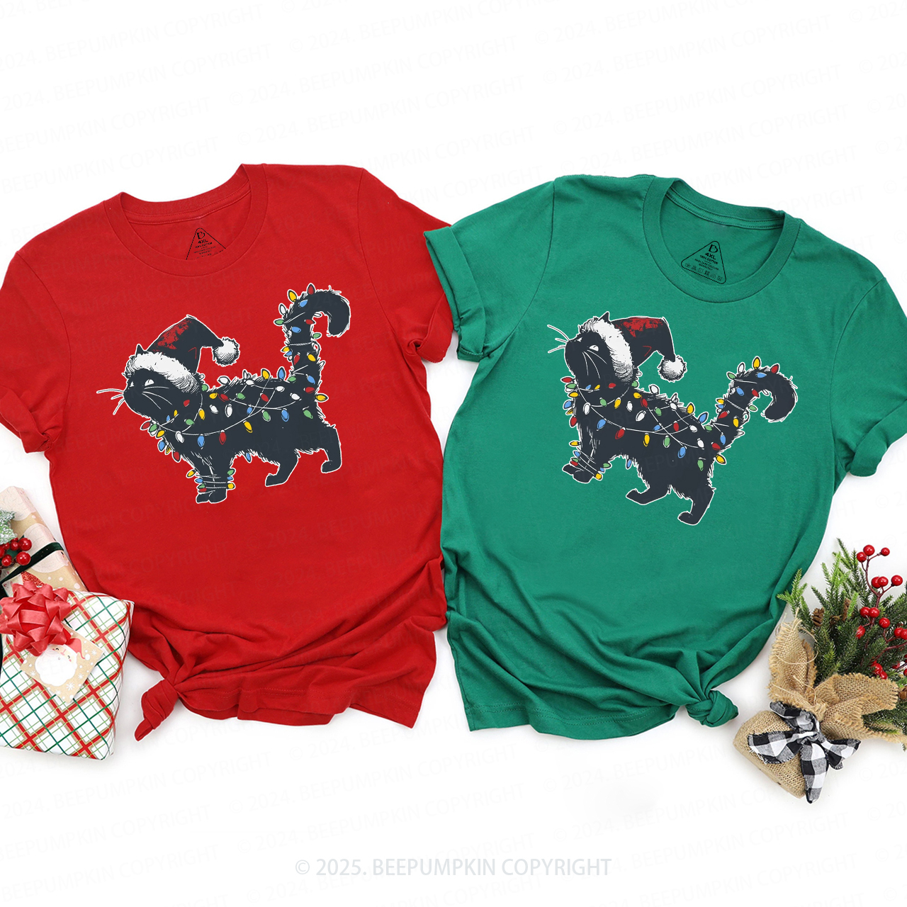 Merry Meowmas Family Matching T-Shirts Beepumpkin