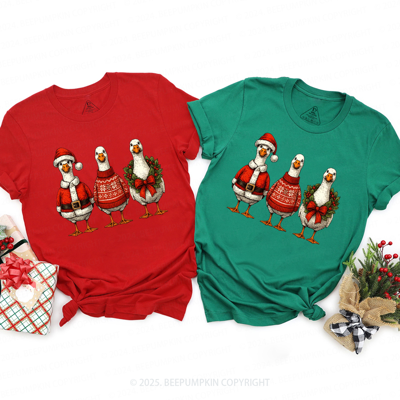 Santa Goose Family Matching T-Shirts Beepumpkin
