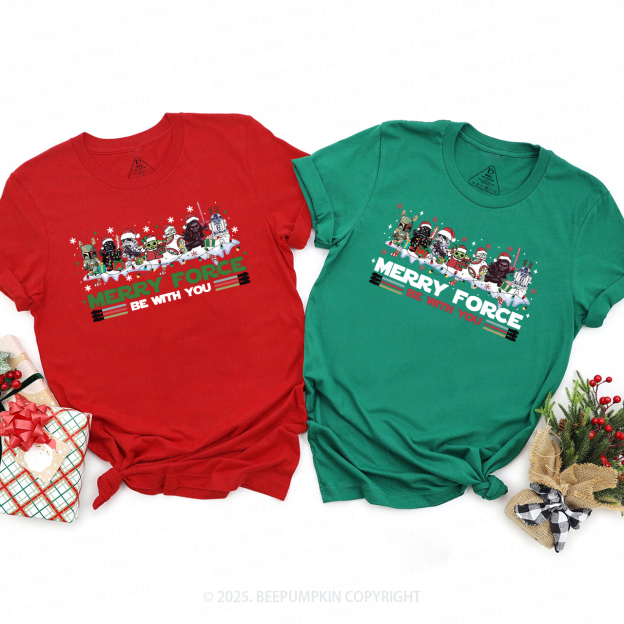 Merry Force Be With You Family Matching T-Shirts Beepumpkin