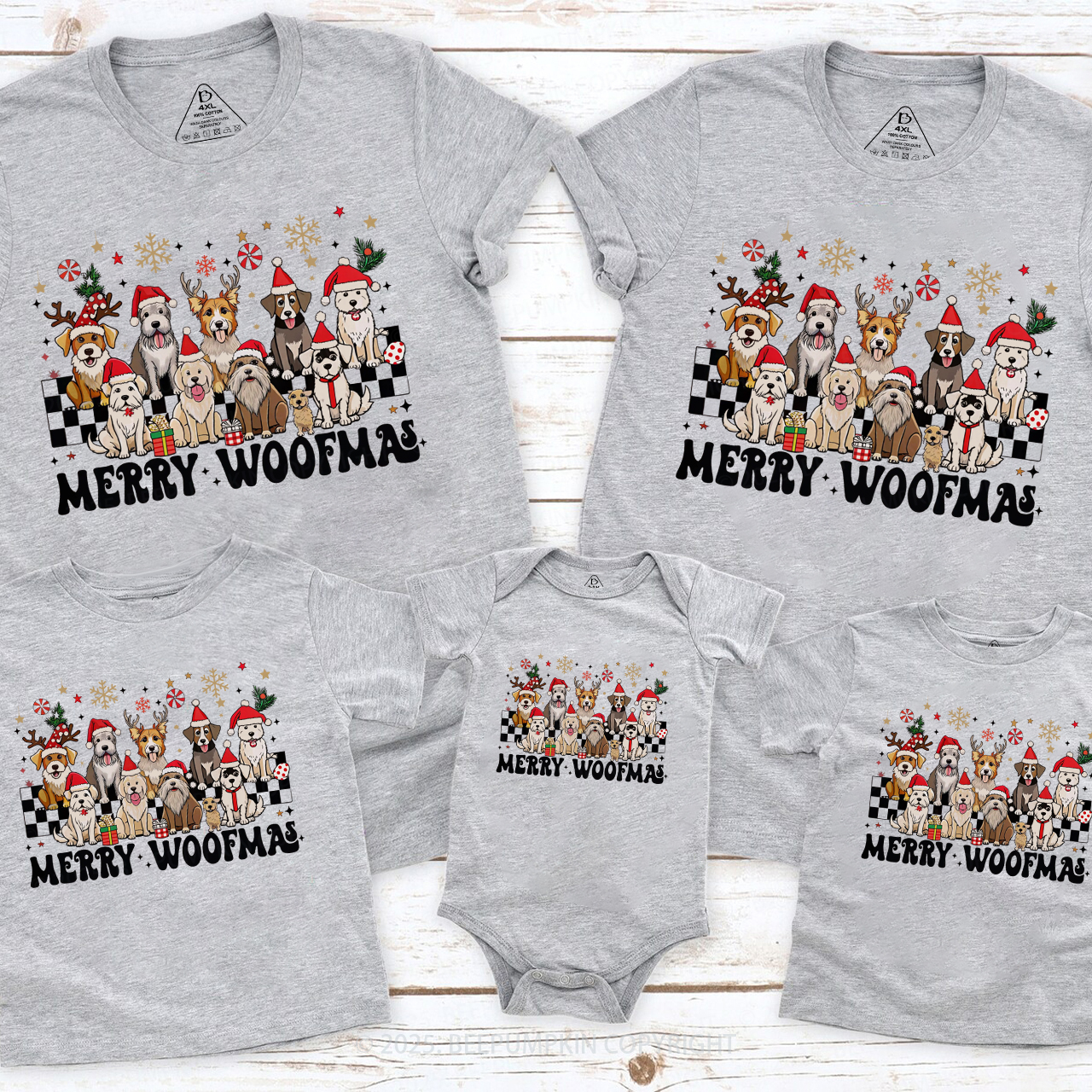 Merry Woofmas Christmas Family Matching T-Shirts Beepumpkin