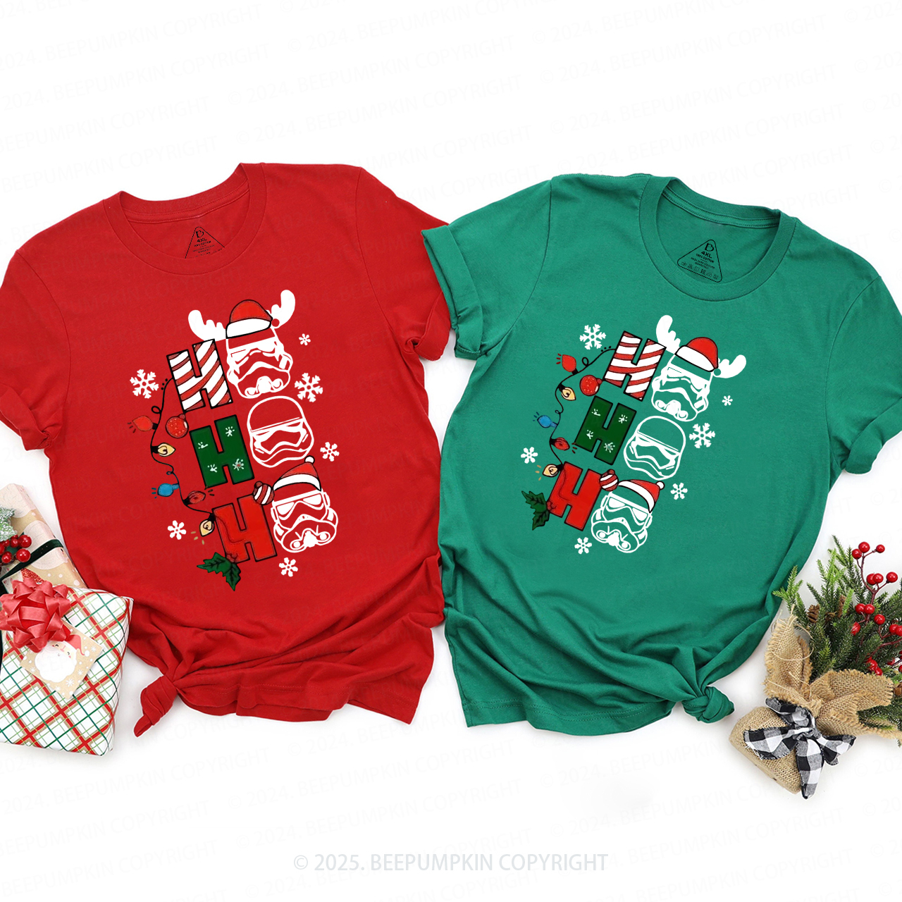 Christmas Space Style Family Matching T-Shirts Beepumpkin
