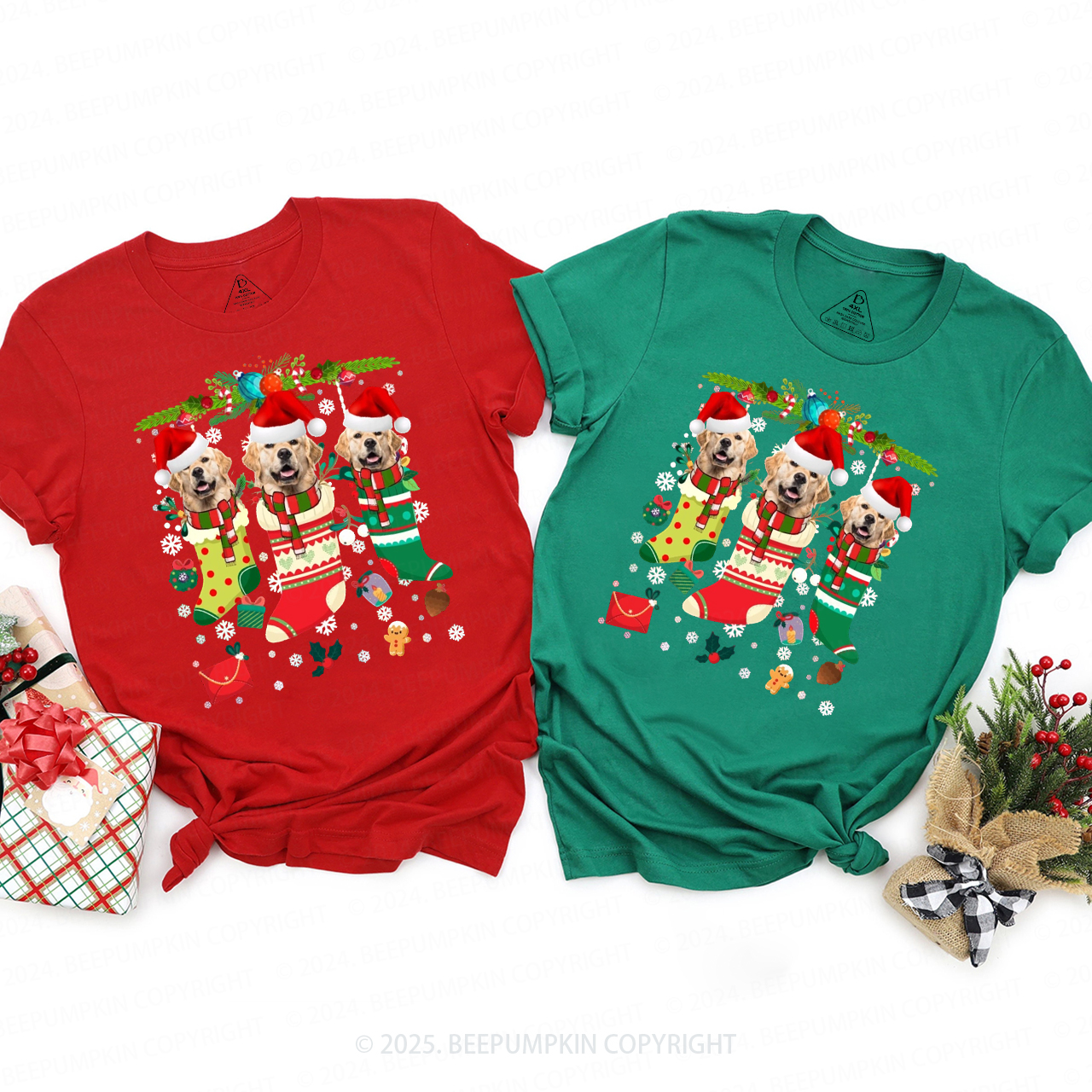 Personalized Paws & Claus Family Matching T-Shirts Beepumpkin