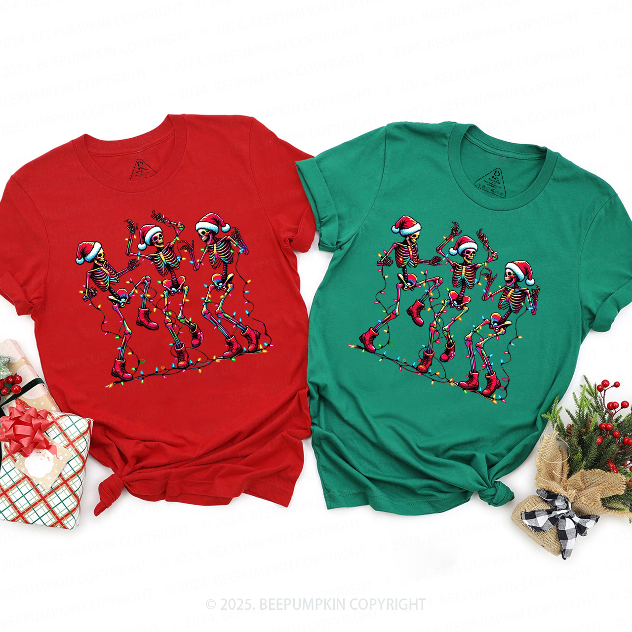 Skeleton Christmas Family Matching T-Shirts Beepumpkin