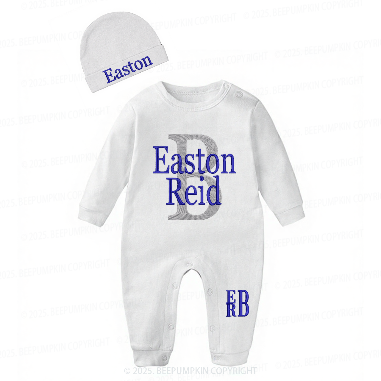 2 Pieces Personalized Baby Rompers Sets (Big Letters)