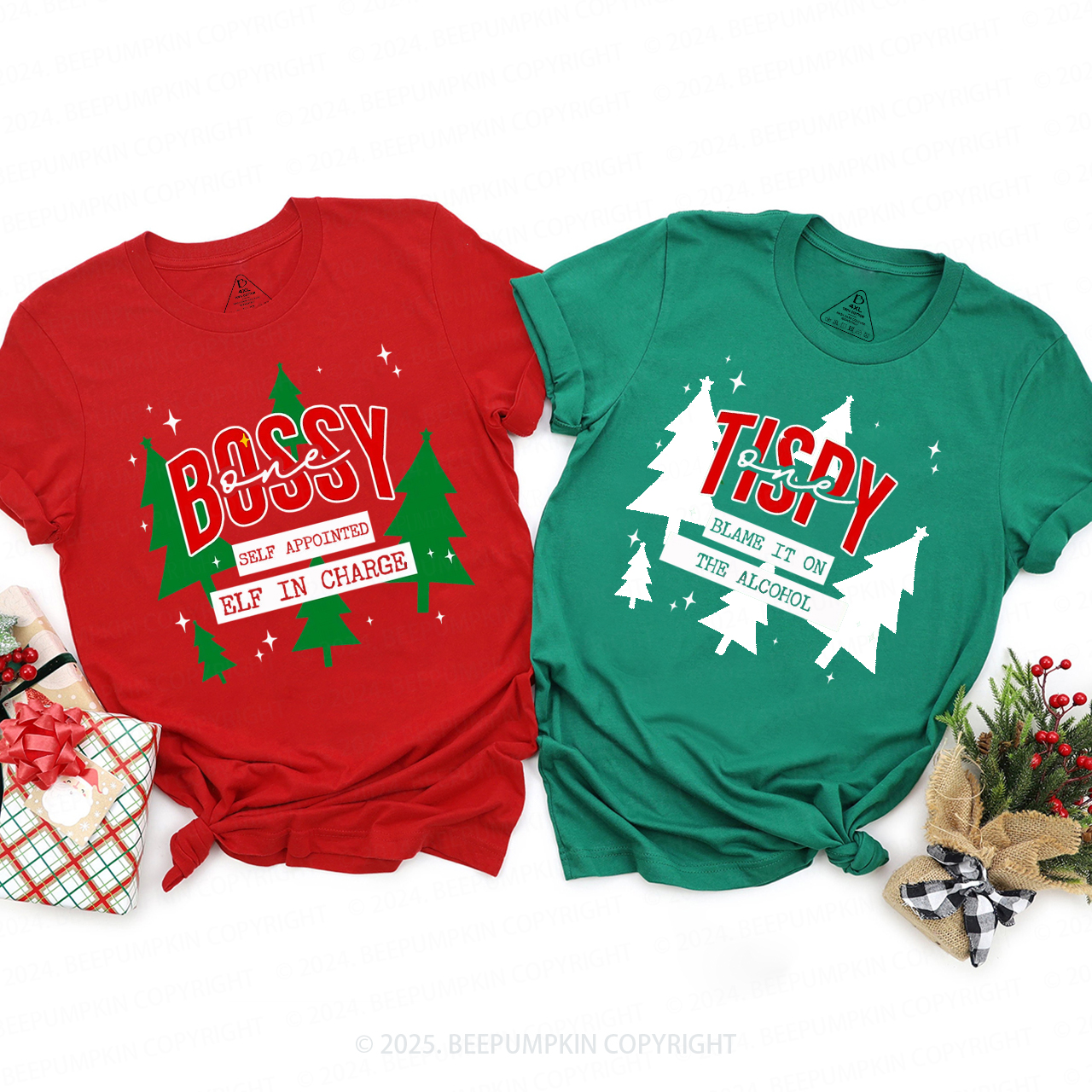 Personalized Funny Group Christmas Family Matching T-Shirts Beepumpkin