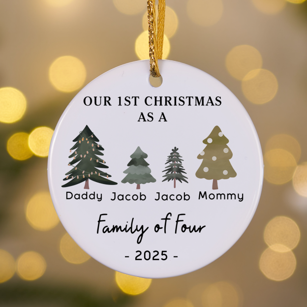 Personalized Family of Three Christmas Gift Ornament