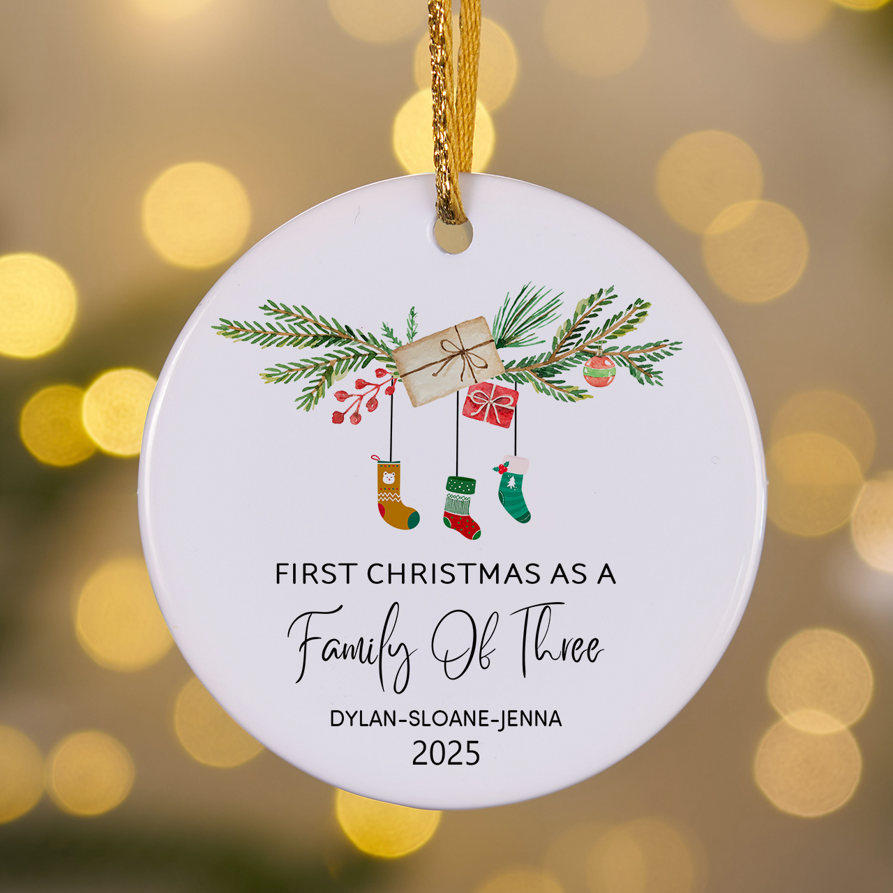 Personalized First Christmas Ornament Family of xxx