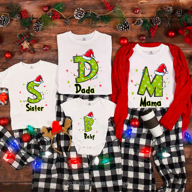 Personalized Festive Alphabet Fun Family Matching T-Shirts Beepumpkin