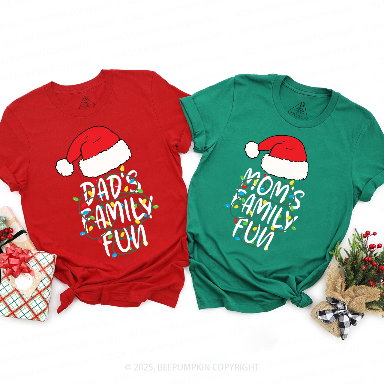Personalized Forced Family Fun Christmas Matching T-Shirts Beepumpkin