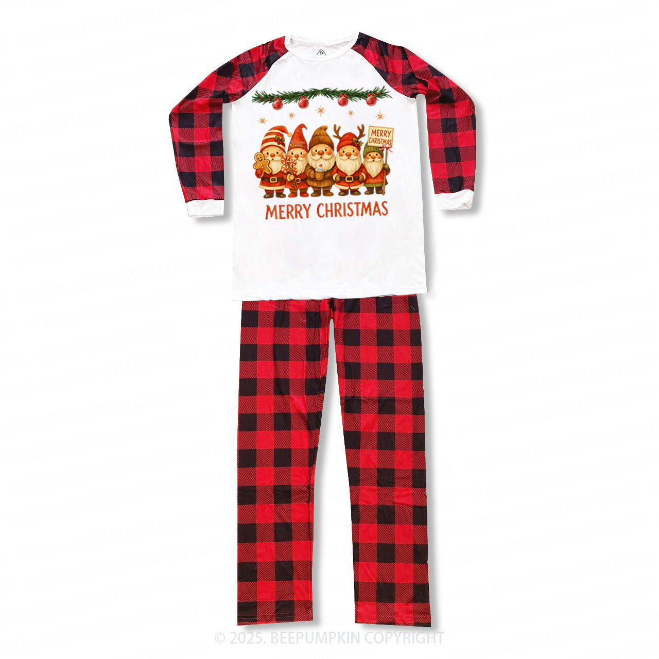 Watercolor Vintage Santa Christmas Family Matching Pajamas
