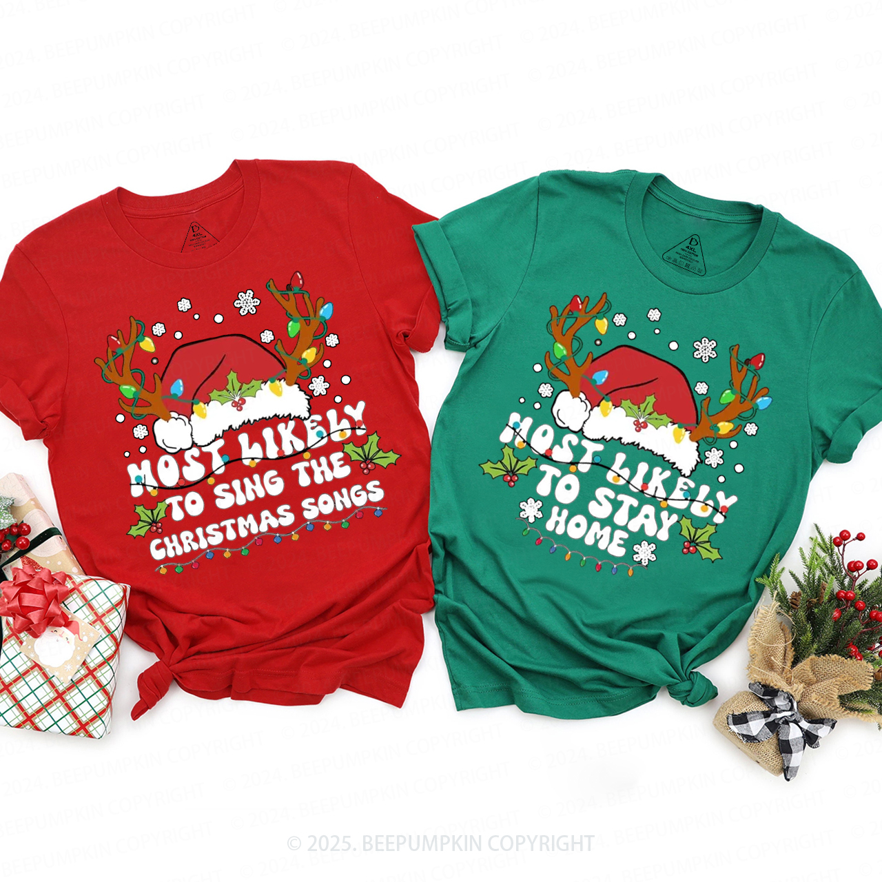 Personalized Christmas Most Likely To Family Matching T-Shirts Beepumpkin
