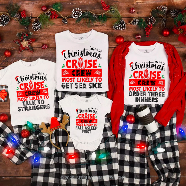 Personalized Christmas Cruise Crew Family Matching T-Shirts Beepumpkin