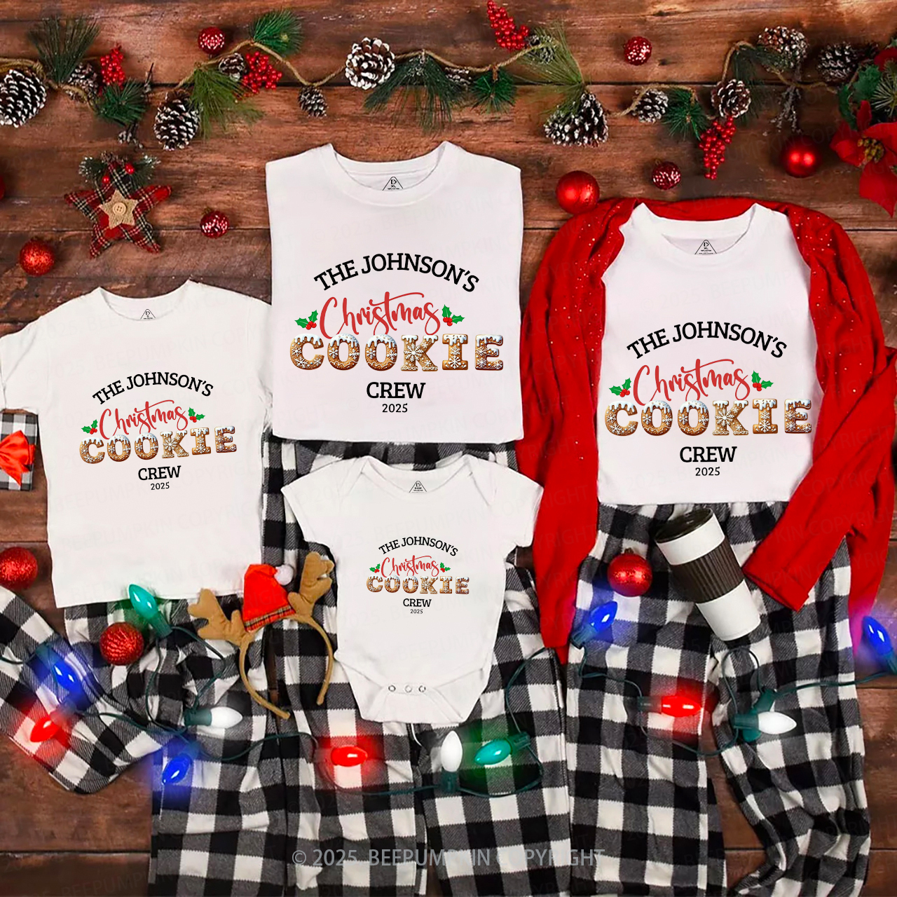 Personalized Christmas Cookie Crew Family Matching T-Shirts Beepumpkin