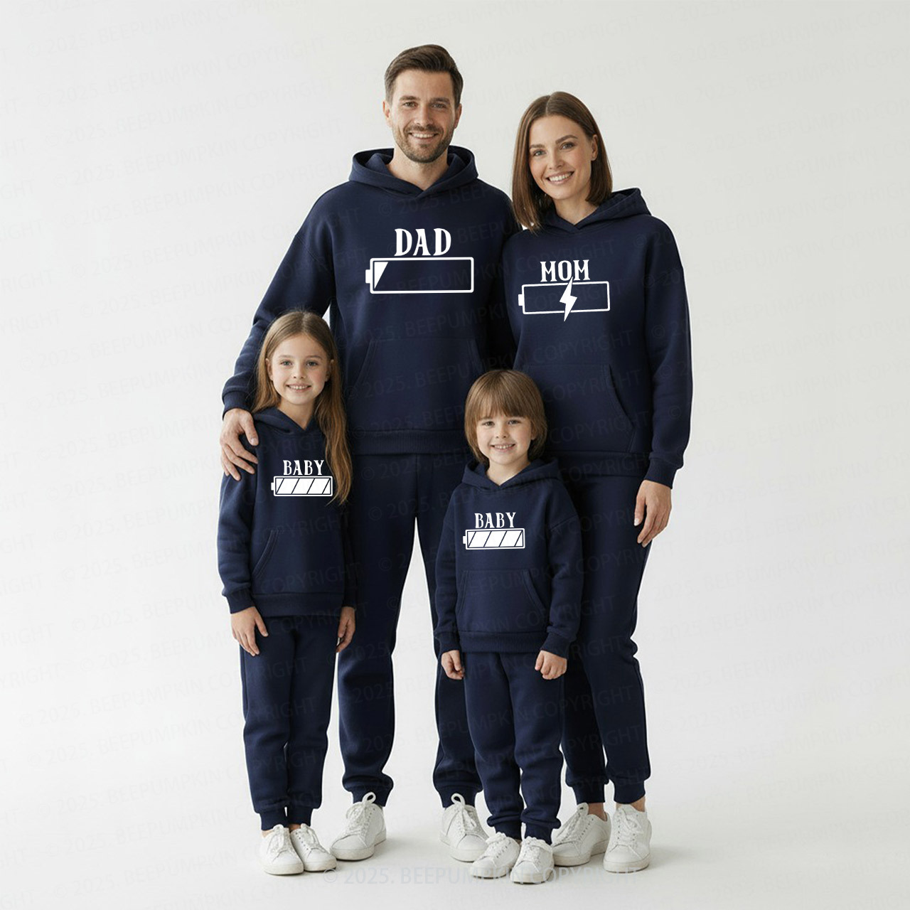 Personalized Battery Family Matching Hoodie Set