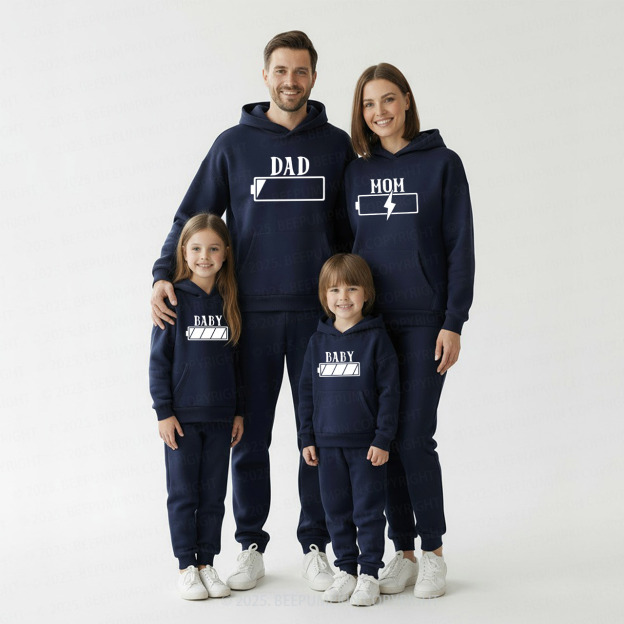 Personalized Battery Family Matching Hoodie Set