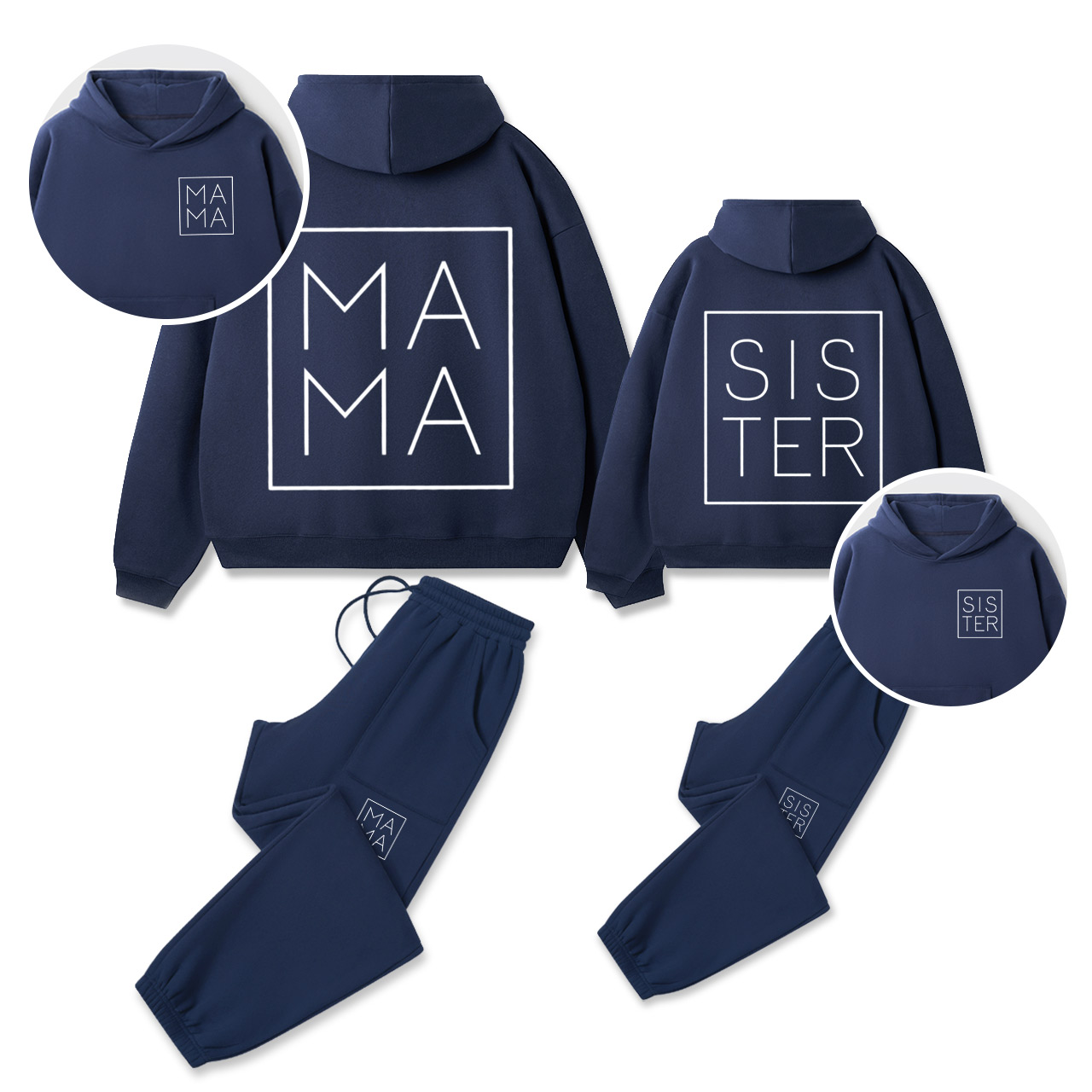 Personalized Dada Mama Sister Brother Family Matching Hoodie Set