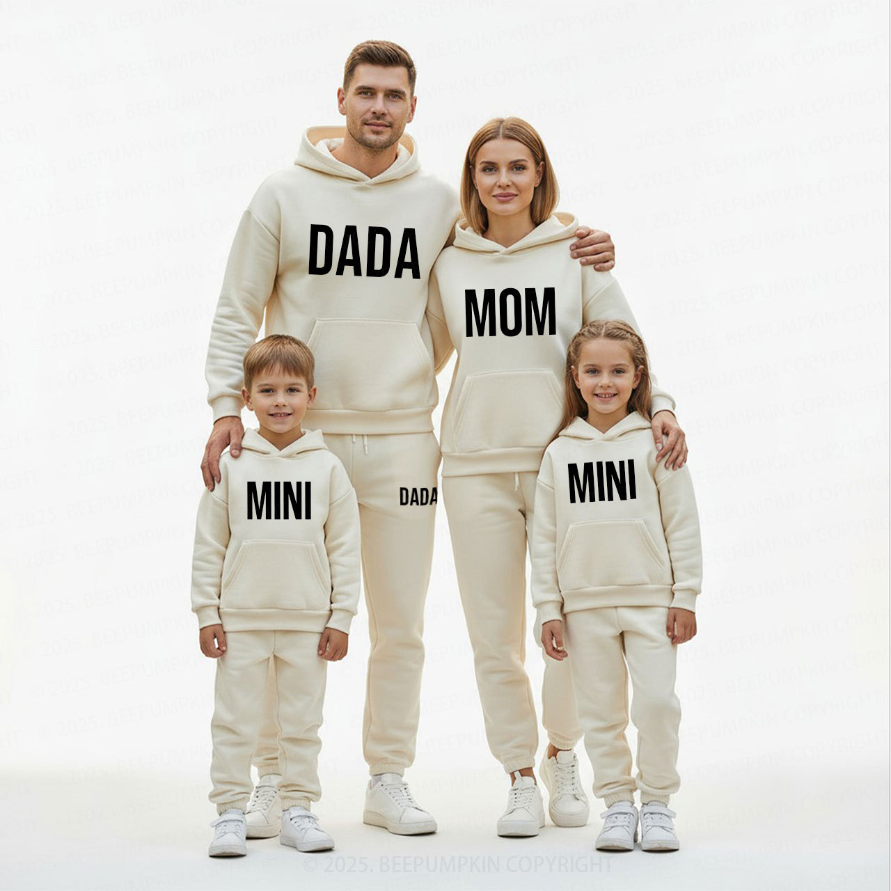 Personalized Dada Mom Mini Family Matching Hoodie Set