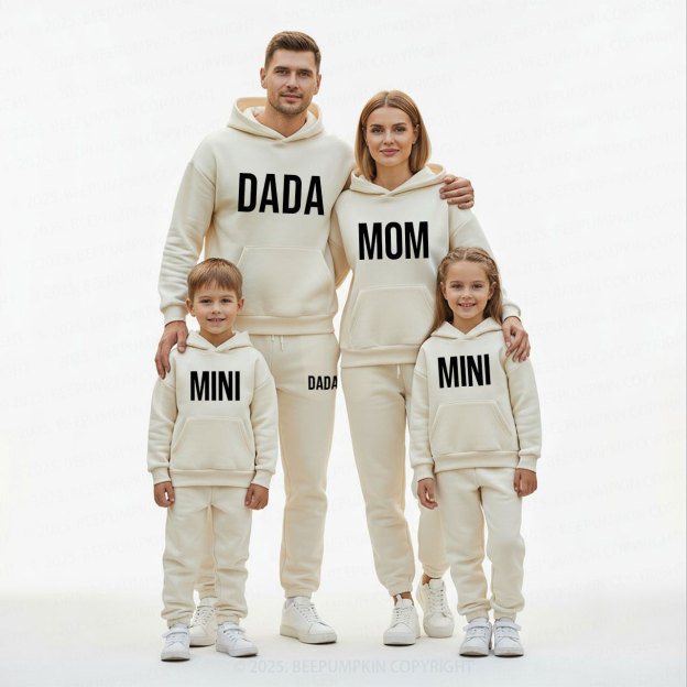 Personalized Dada Mom Mini Family Matching Hoodie Set