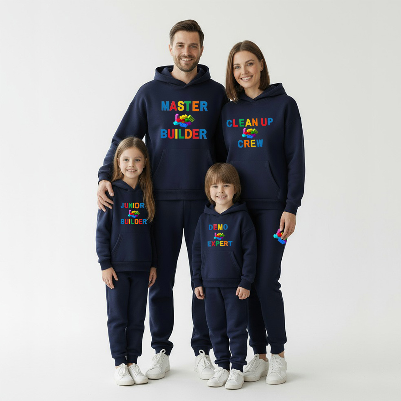 Personalized Building Blocks Family Matching Hoodie Set