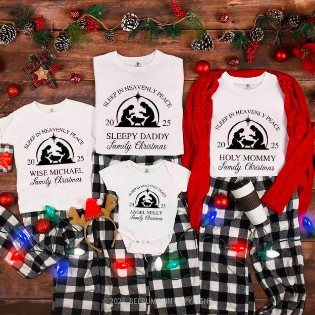 Personalized Faith Based Christmas Family Matching T-Shirts Beepumpkin
