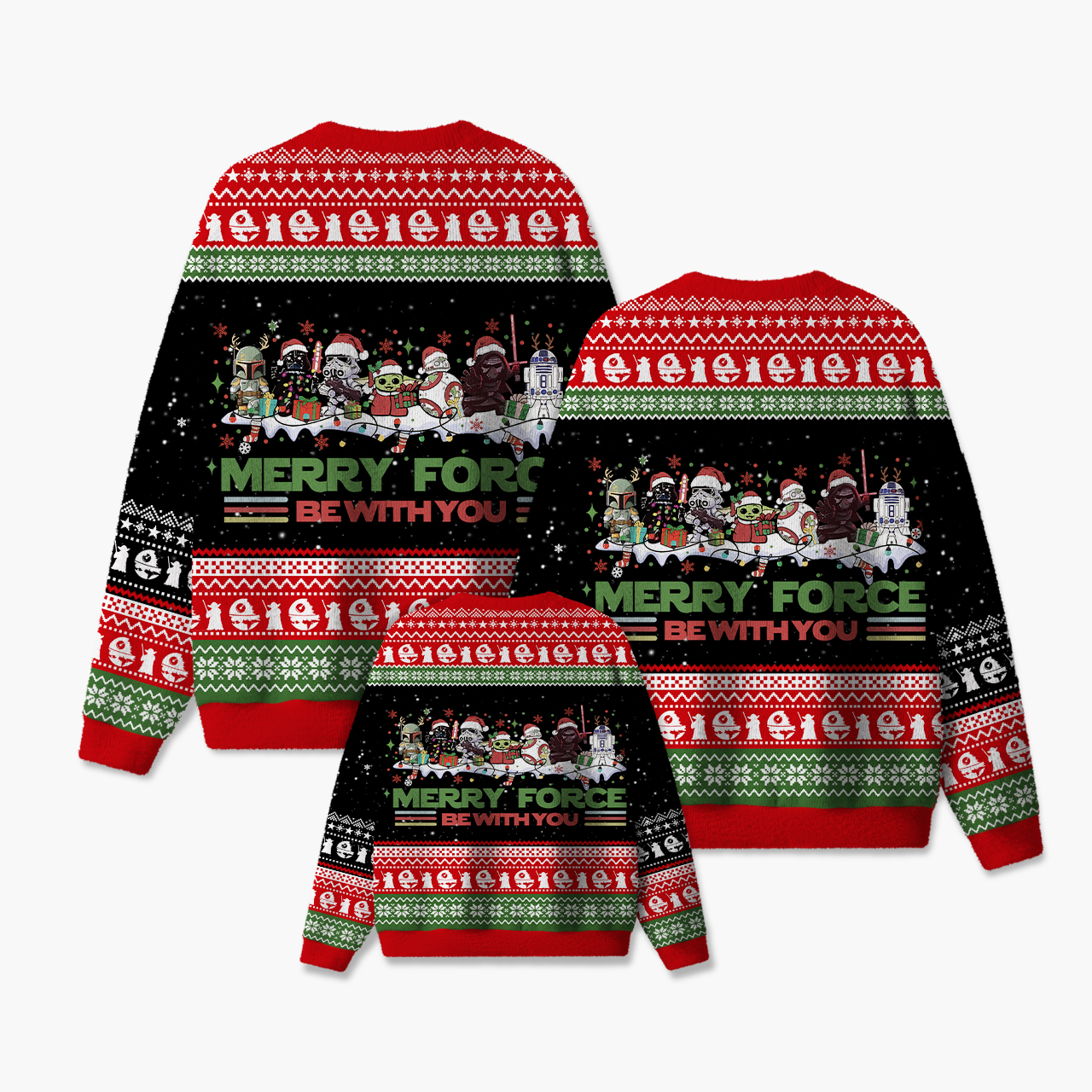 Merry Force Be With You Family Matching Knit Sweatshirt
