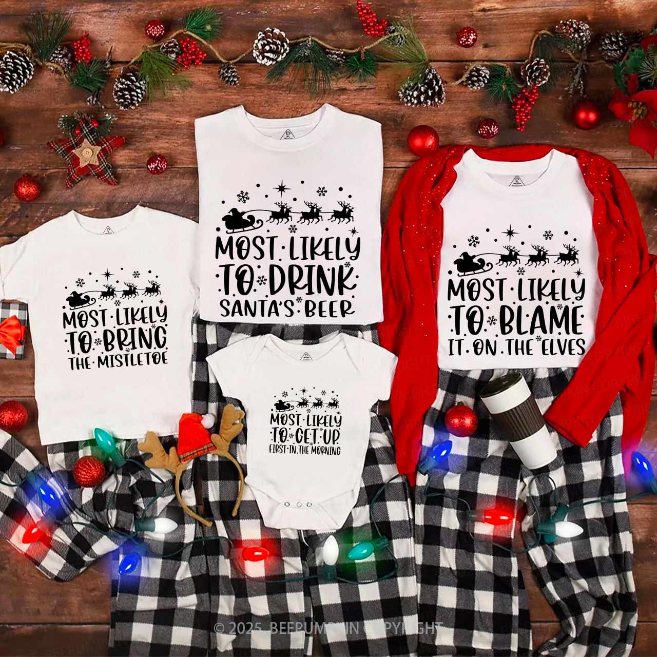 60 Most Likely To Christmas Family Matching T-Shirts Beepumpkin