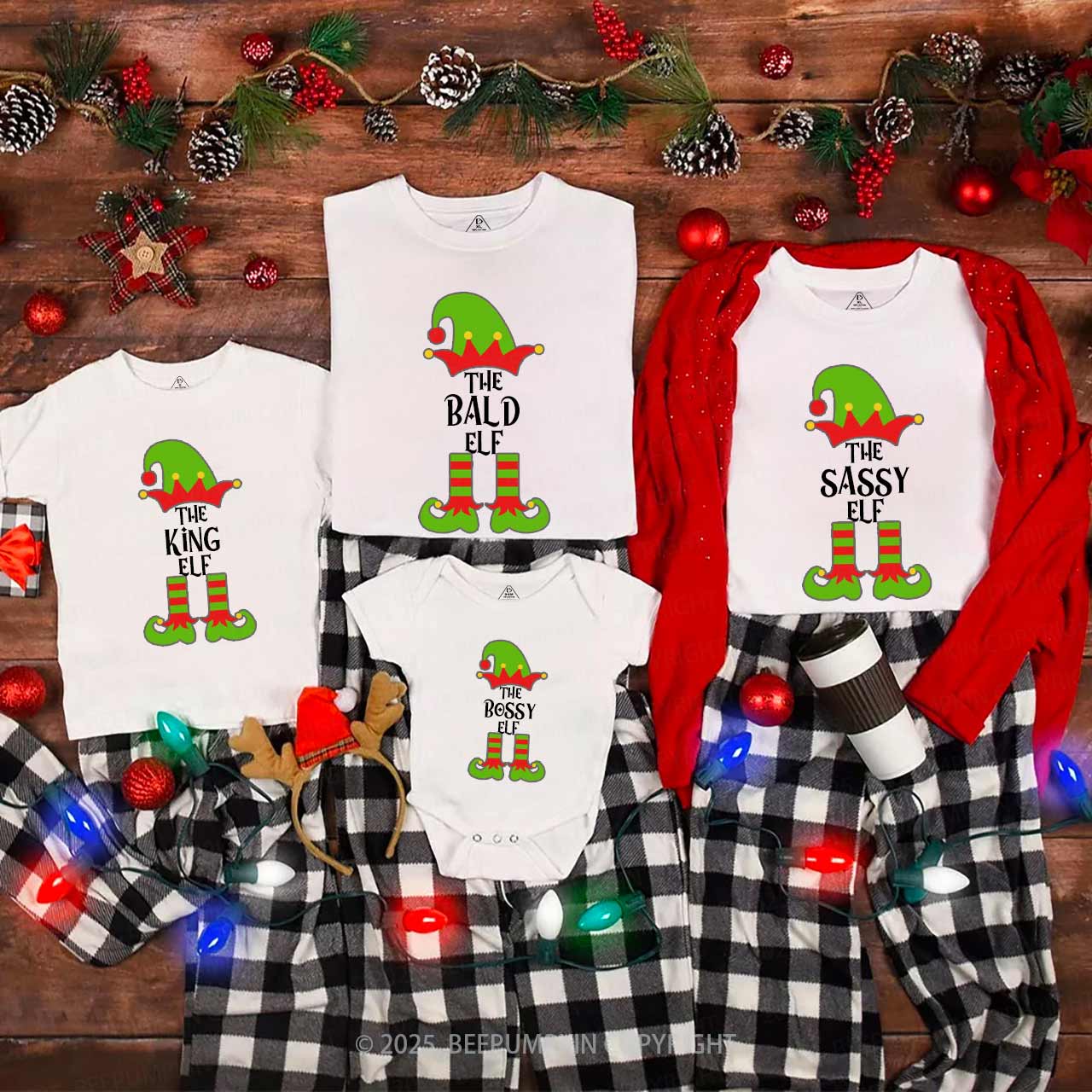 Personalized Christmas The Elf Family Matching T-Shirts Beepumpkin