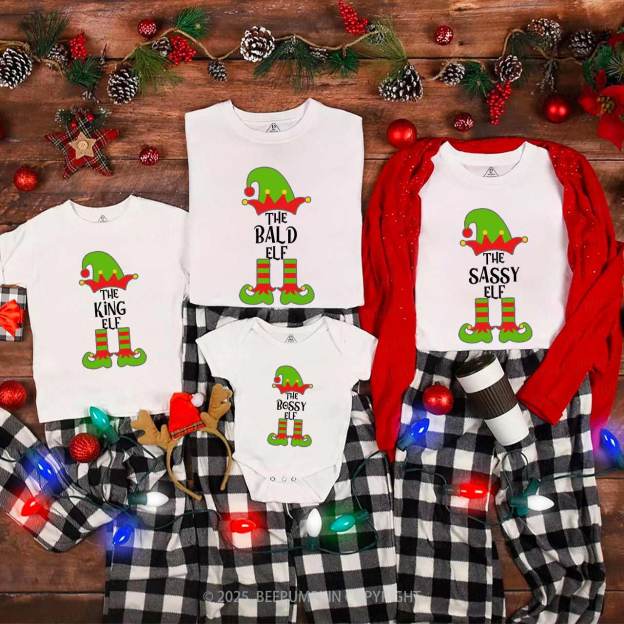 Personalized Christmas The Elf Family Matching T-Shirts Beepumpkin