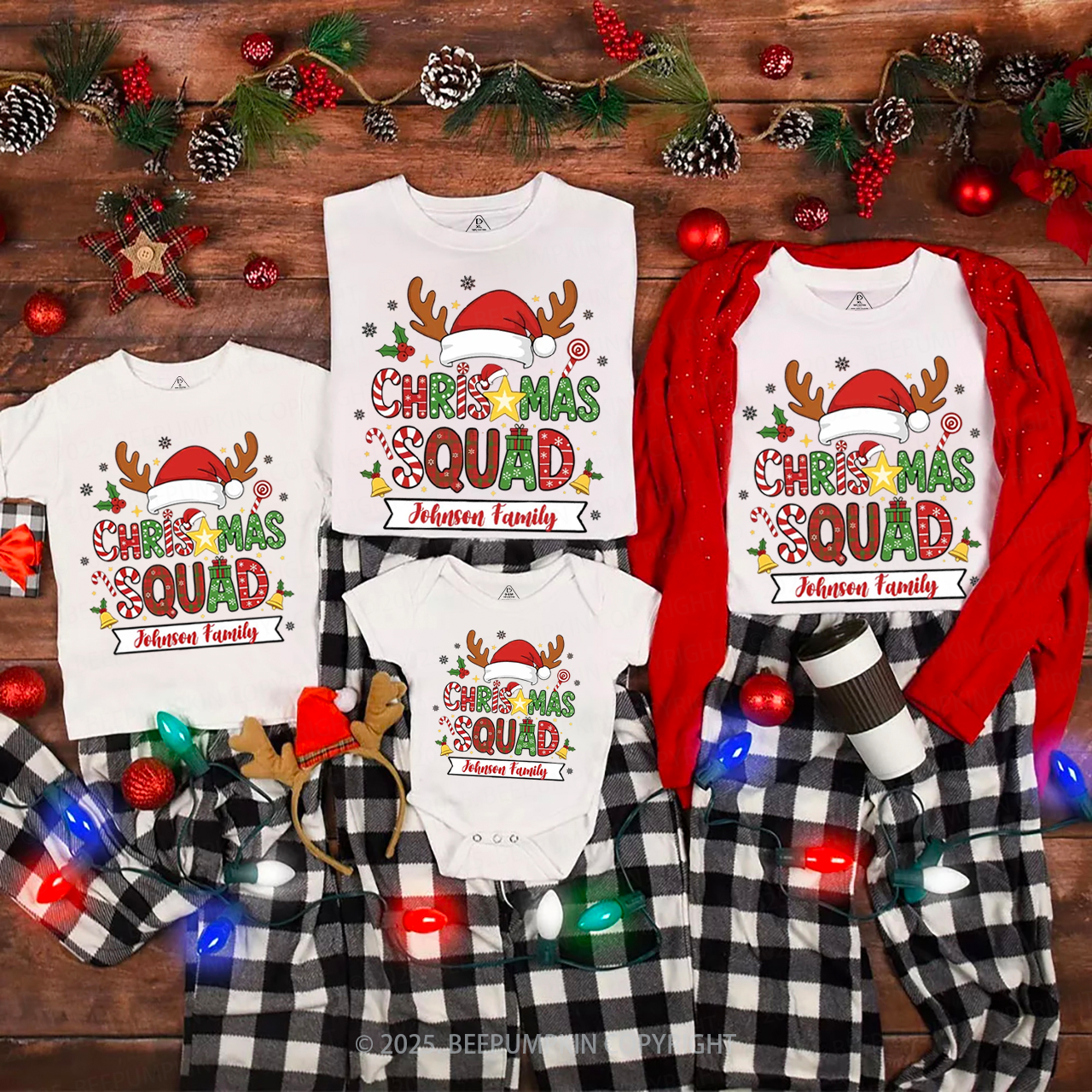 Personalized Christmas Squad Family Matching T-Shirts Beepumpkin