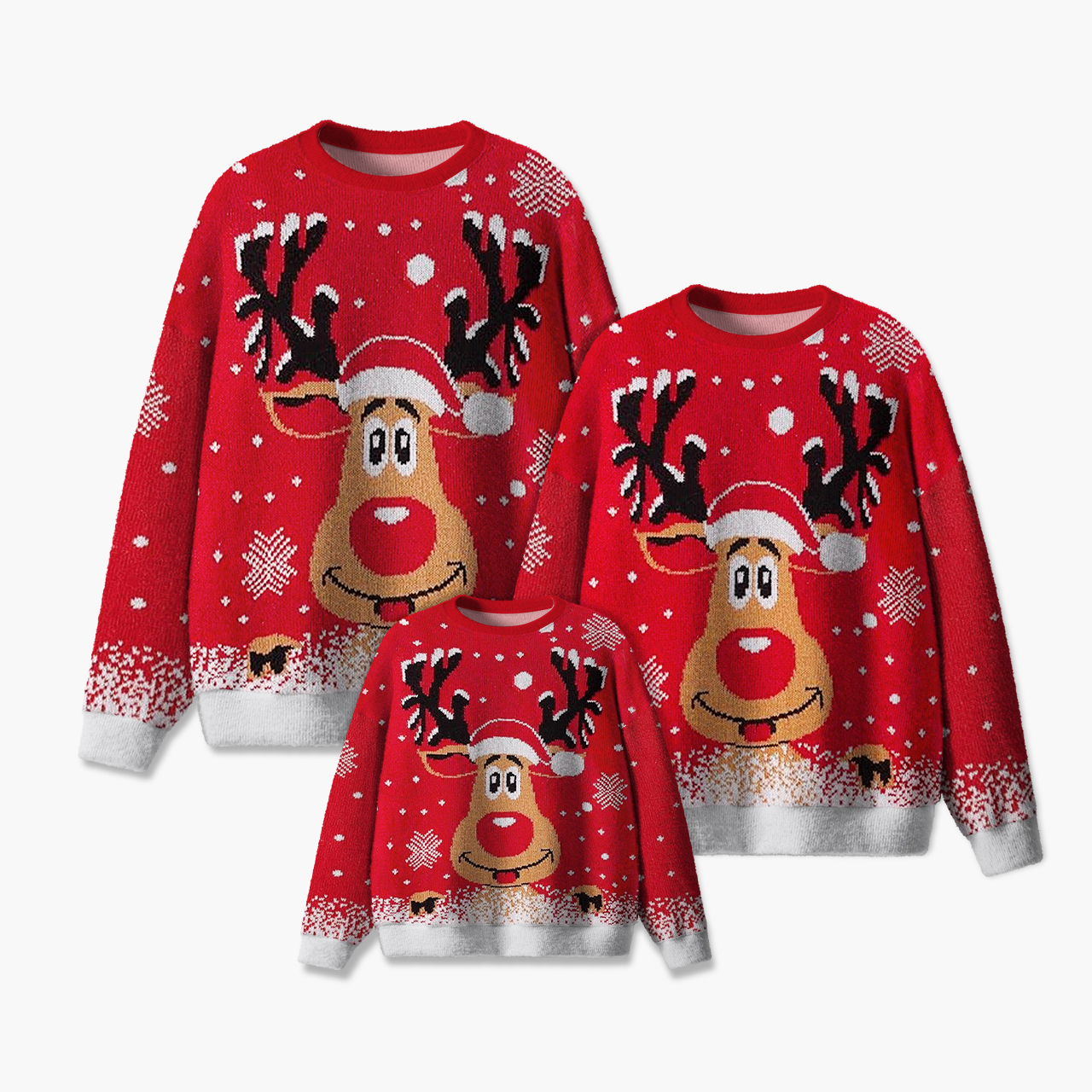 Elk Playing In The Snow Christmas Family Matching Knit Sweatshirt
