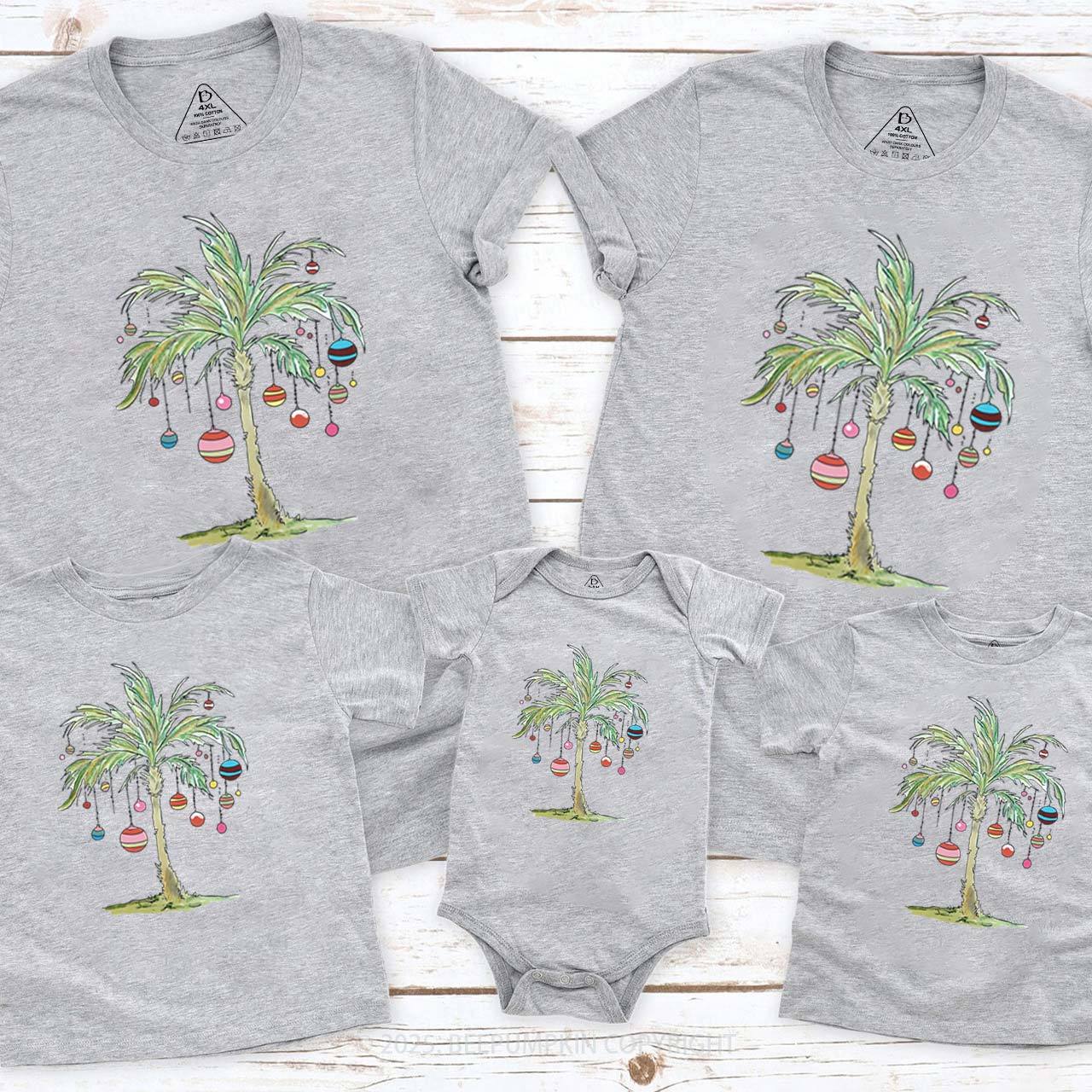 Palm Tree Holiday Tropical Christmas Family Matching T-Shirts