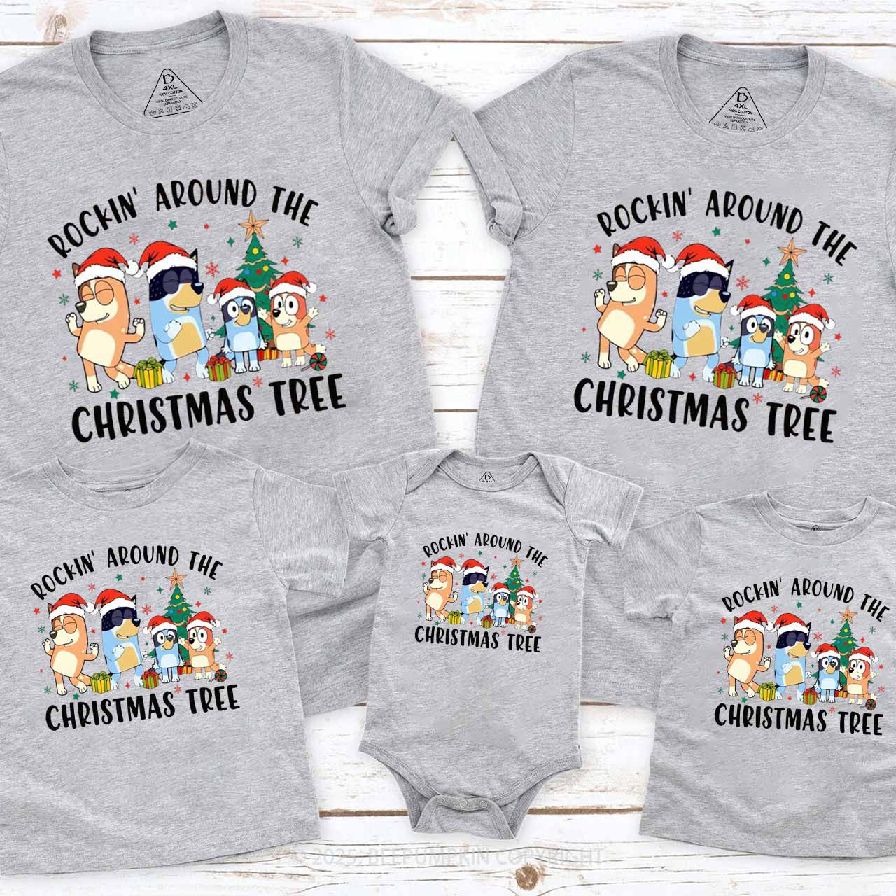 Rockin Around To Christmas Tree Family Matching T-Shirts Beepumpkin
