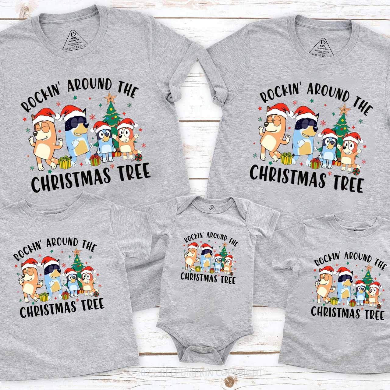 Rockin Around To Christmas Tree Family Matching T-Shirts Beepumpkin