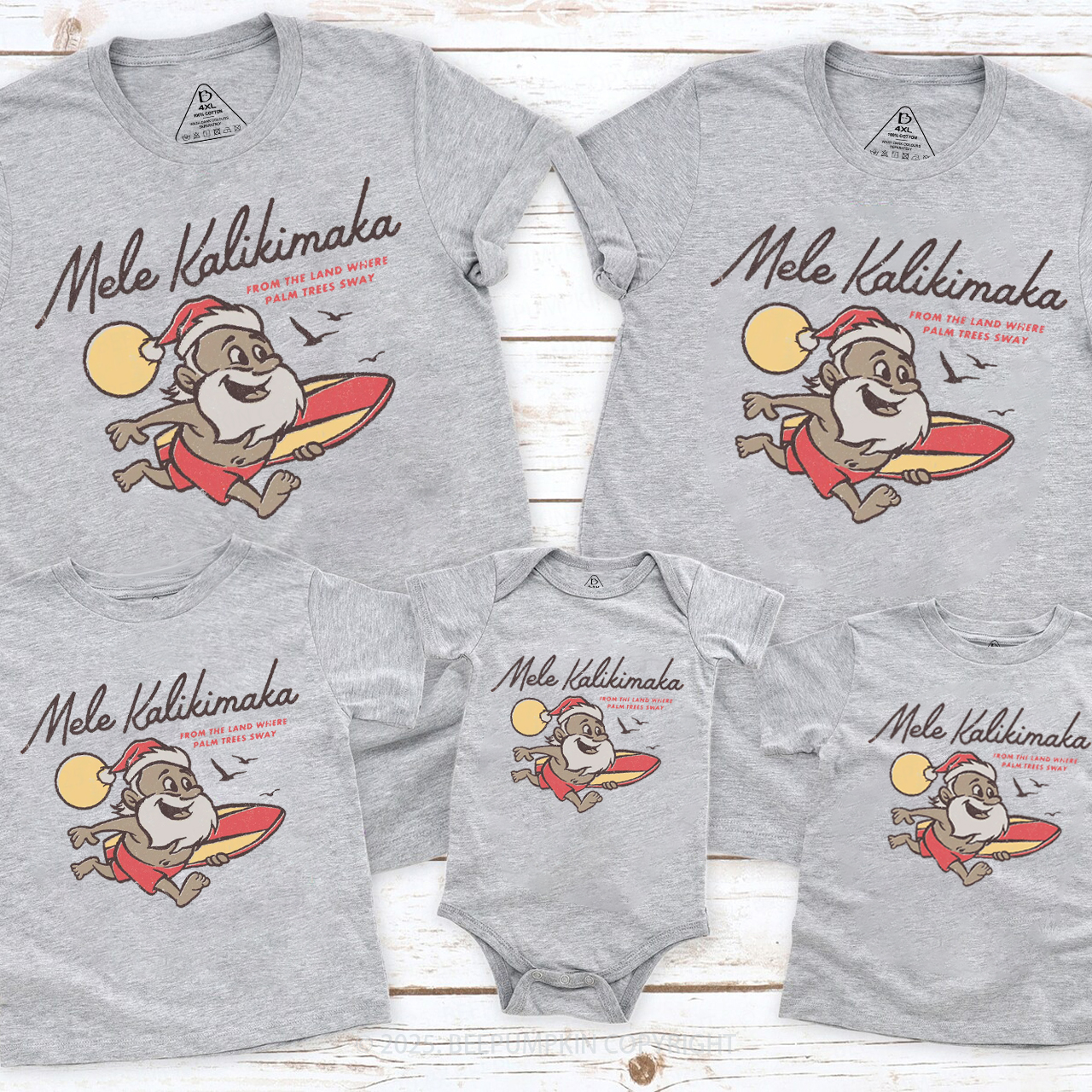 Retro Mele Kalikimaka Family Matching T-Shirts Beepumpkin