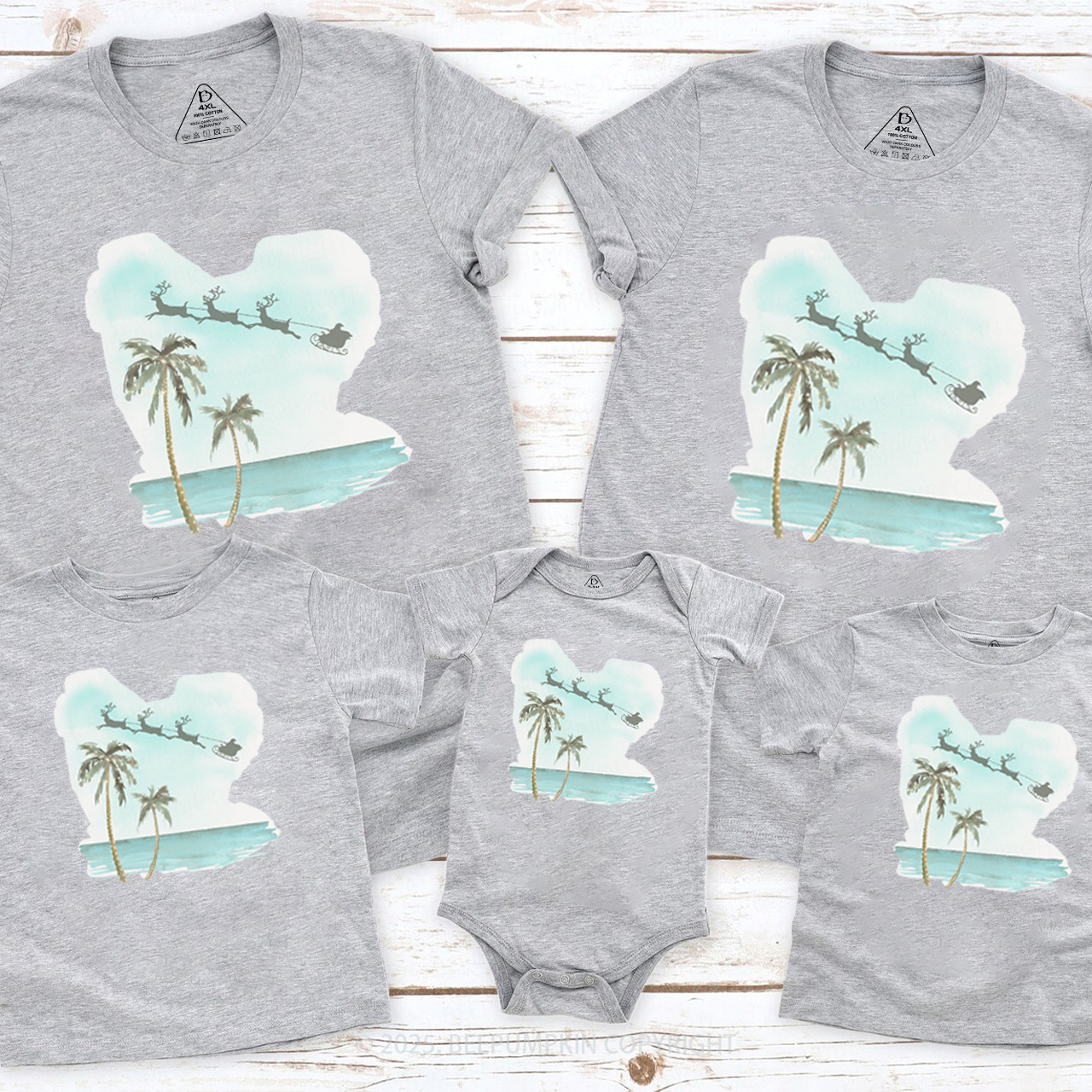 Christmas Palm Tree Family Matching T-Shirts Beepumpkin