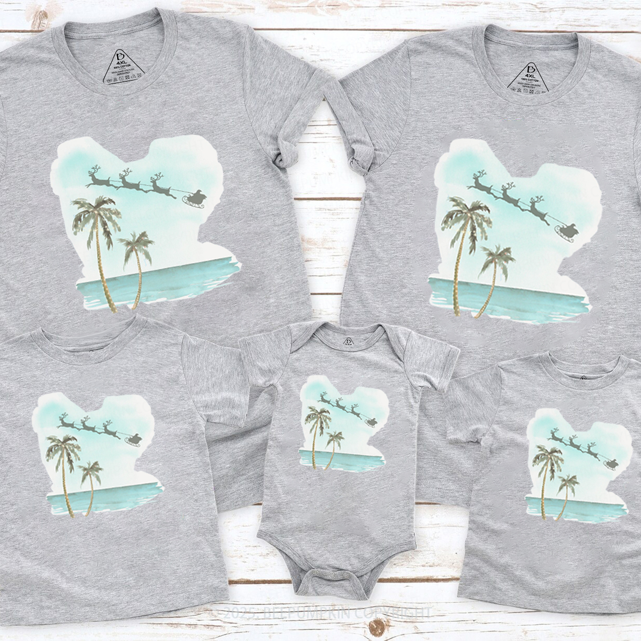 Christmas Palm Tree Family Matching T-Shirts Beepumpkin