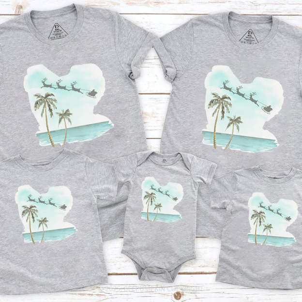 Christmas Palm Tree Family Matching T-Shirts Beepumpkin