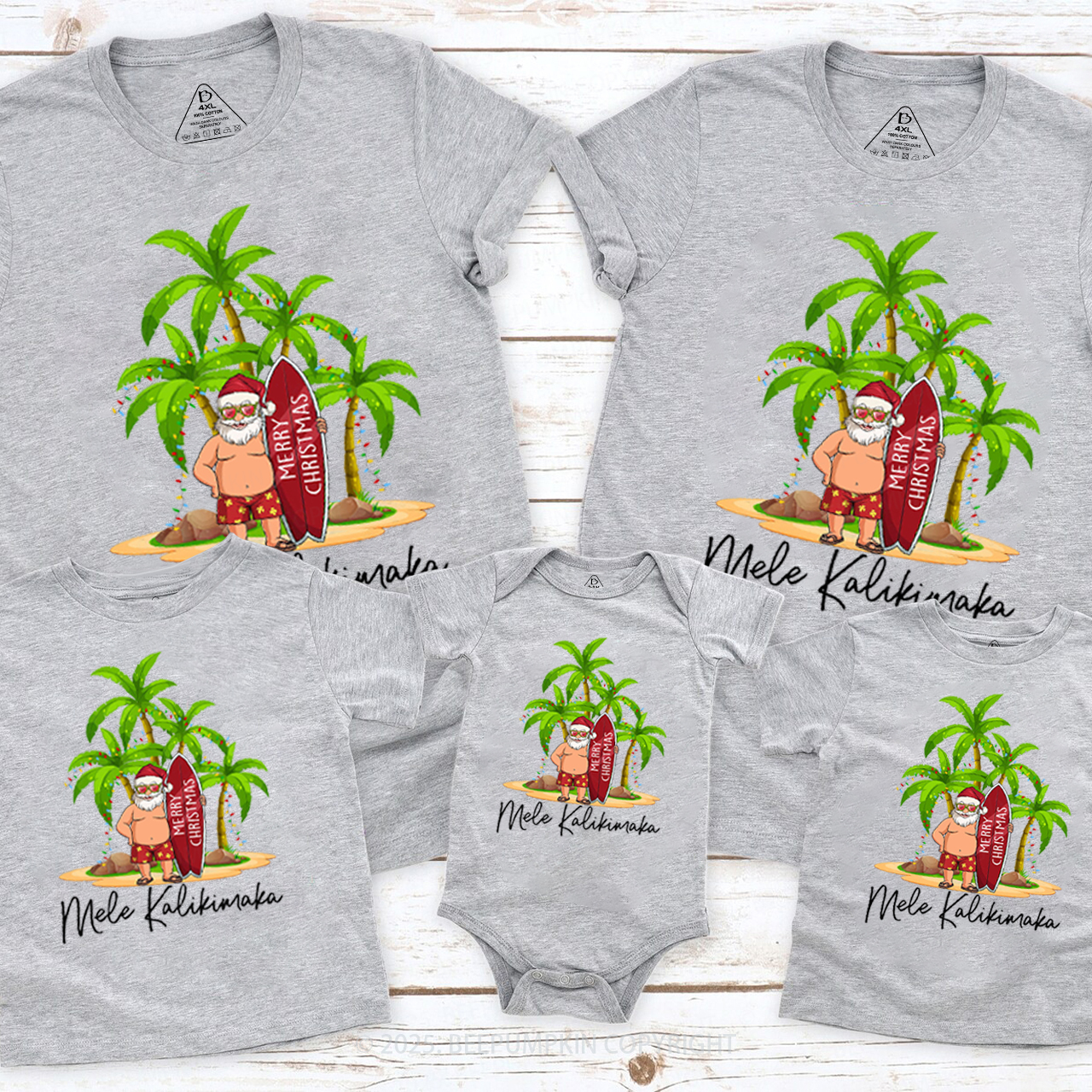 Personalized Hawaiian Christmas Family Matching T-Shirts Beepumpkin