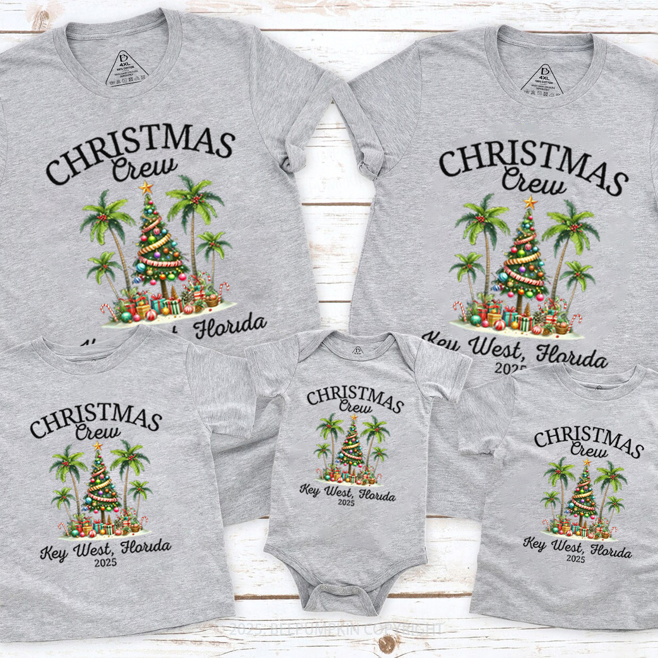 Personalized Tropical Christmas Group Family Matching T-Shirts Beepumpkin