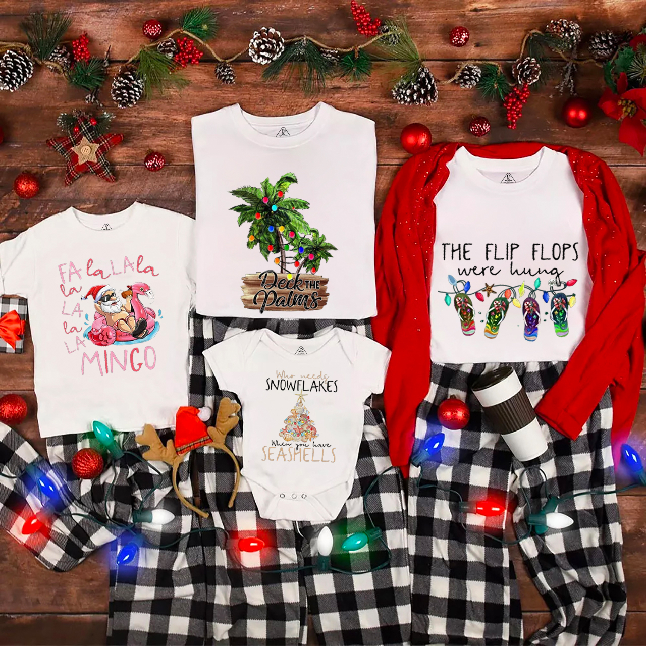 Personalized Christmas On Beach Family Matching T-Shirts Beepumpkin