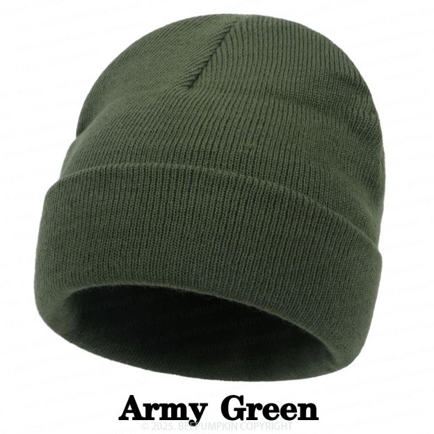 8 Colors Personalized Name Beanie Hat (Vegan Leather Patch)