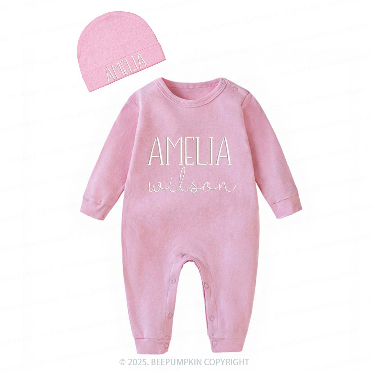 2 Pieces Personalized Baby Rompers Sets (Big Letters)