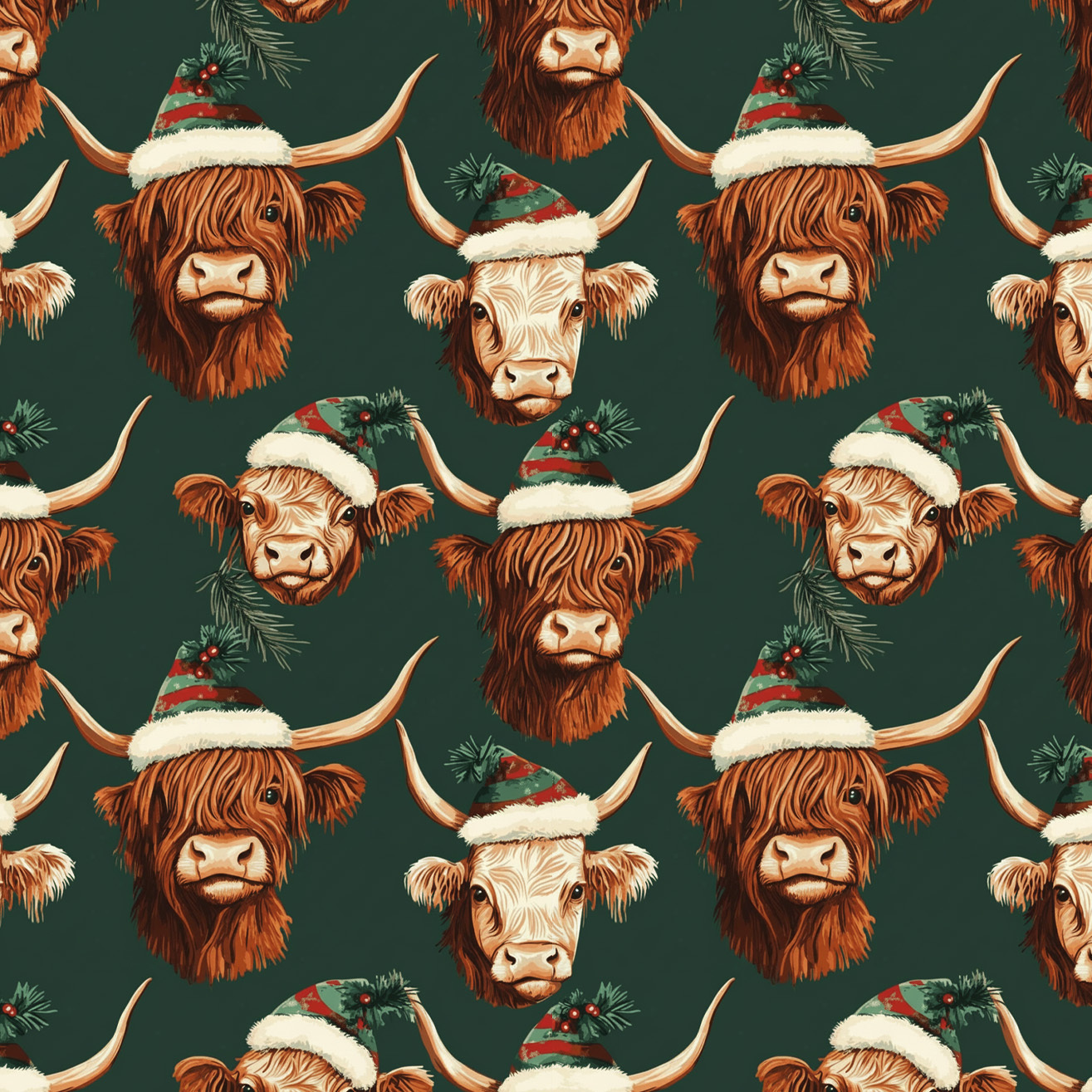 Highland Cow Christmas All-Over Print Family Matching Pajama Sets