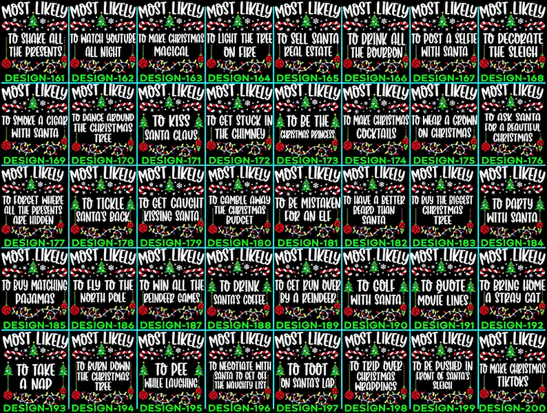 48 Quotes Most Likely To Christmas Family Matching Shirt