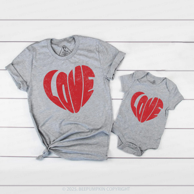 Retro Love Heart Valentine's Day Family Shirt