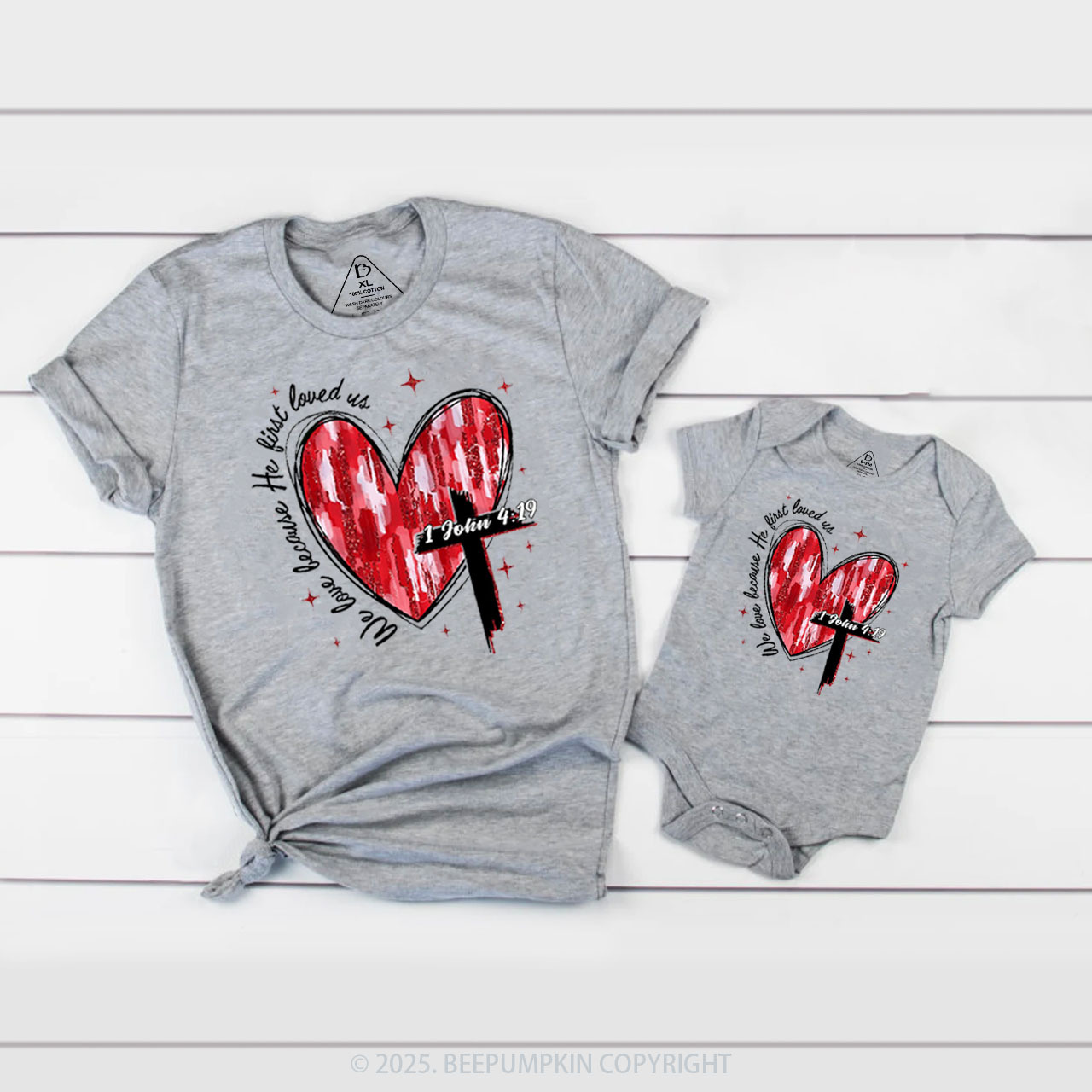 Heart Cross Valentine Jesus Family Shirt