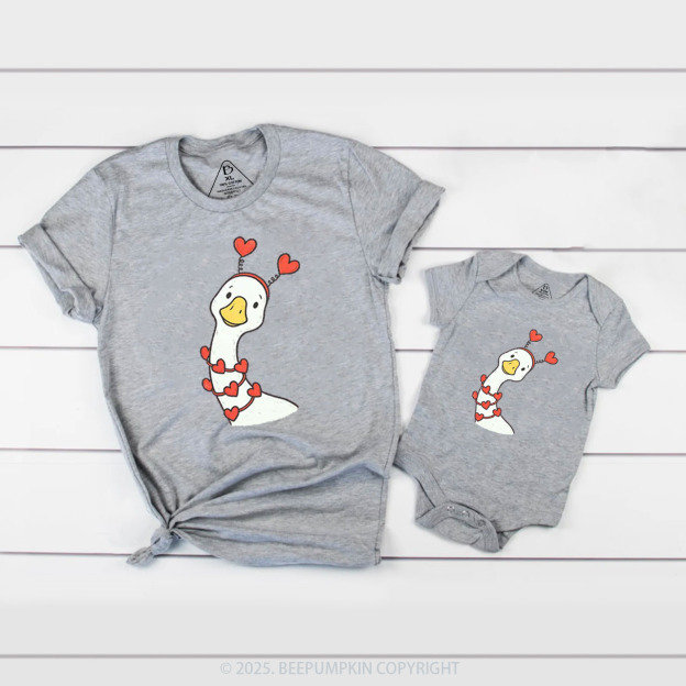 Pink Bow Preppy Goose Valentine's Day Family Shirt