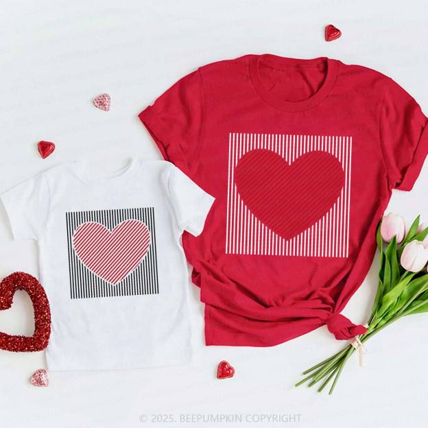Heart-shaped Lines Valentine's Day Family Shirt