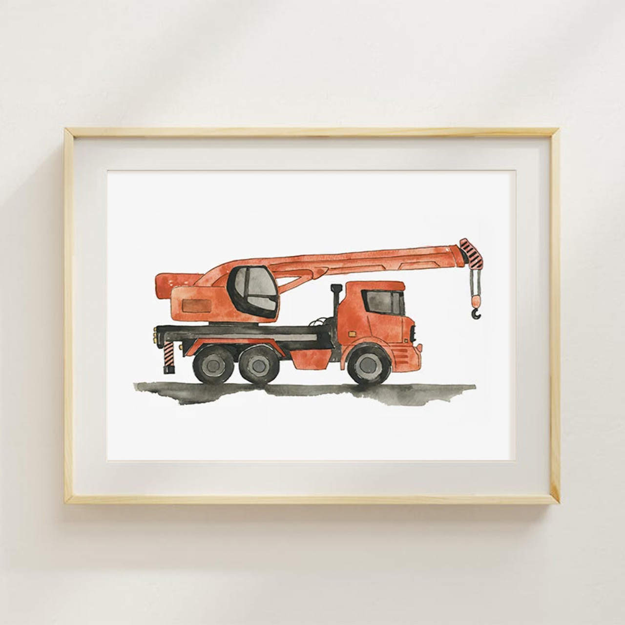Set Of 6 Construction Vehicle Digital Nursery Wall Art